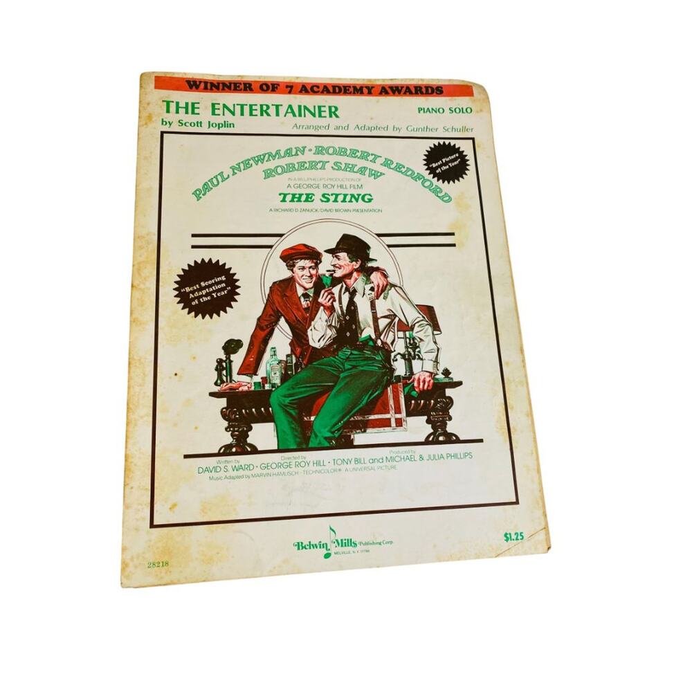 1974 The Entertainer Scott Joplin Sheet Music Belwin Mills Piano Solo